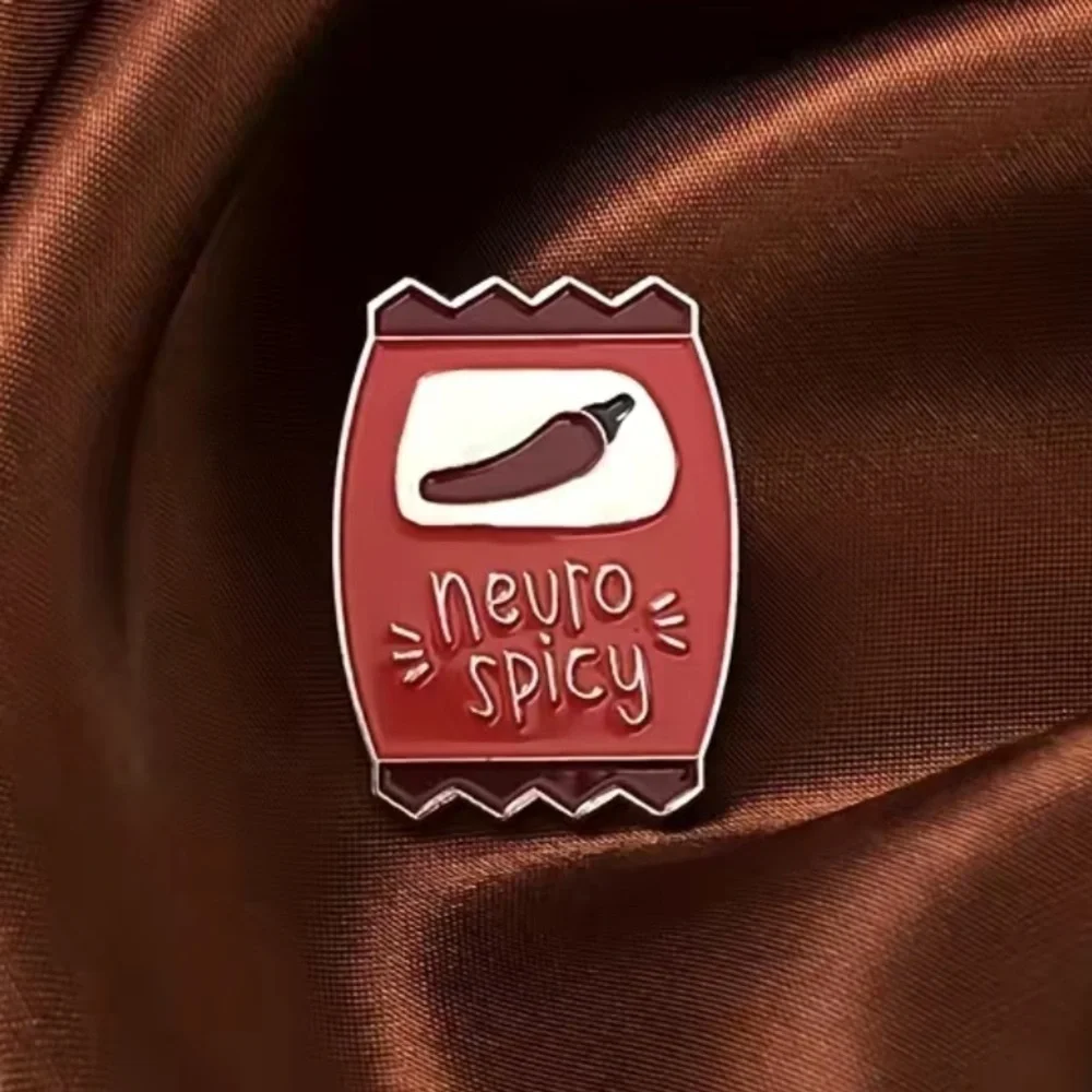 3/$25 “Neuro Spicy” Hit Sauce Packet Pin Badge Brooch UNISEX Hot Pepper